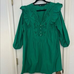 Zara Green Eyelet Dress